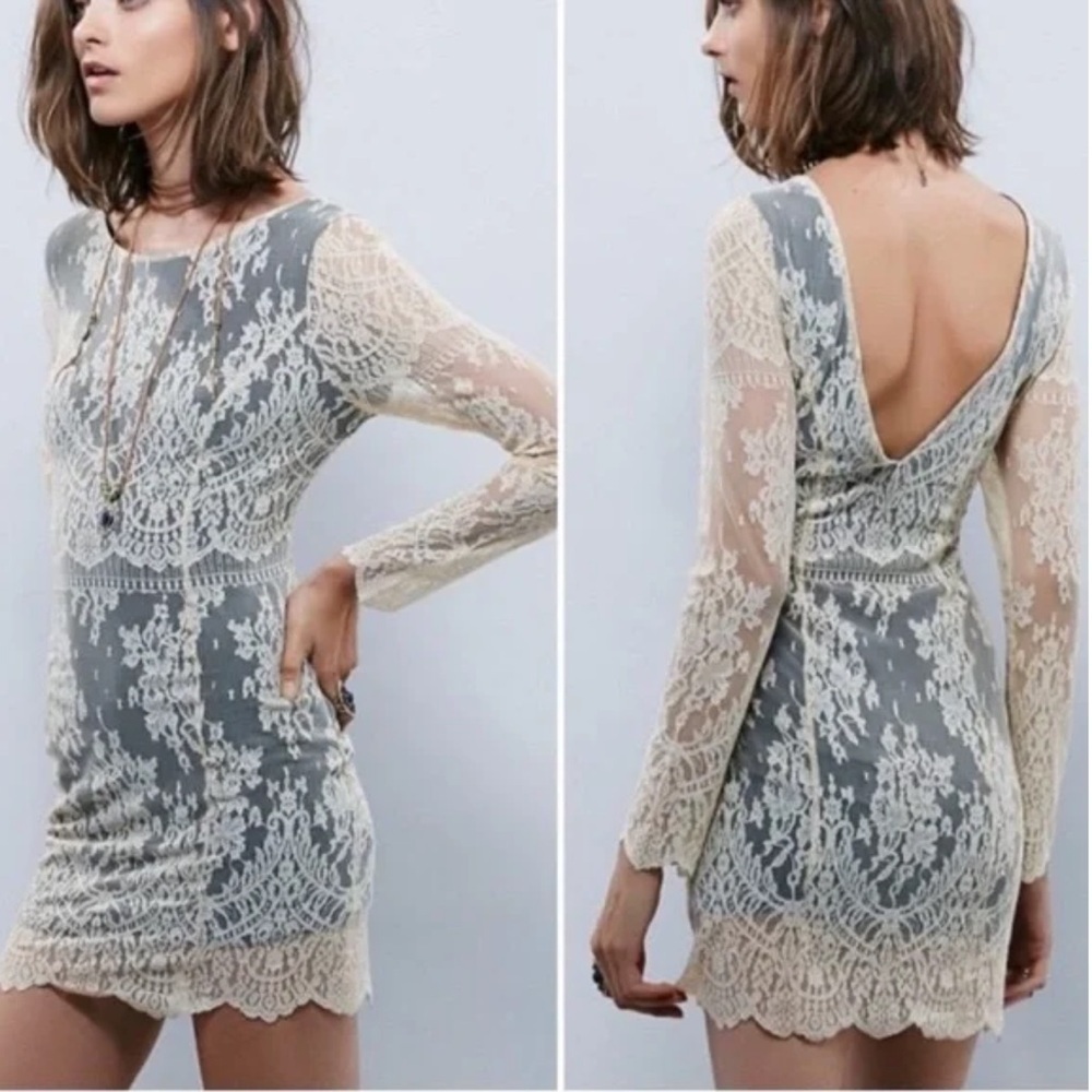 Free People Lace Boho Dress Ivory